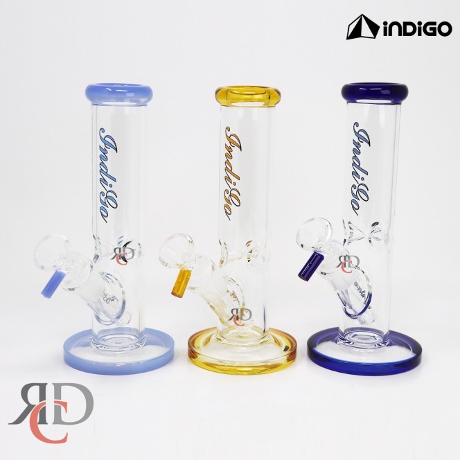 WATER PIPE INDIGO STRAIGHT TUBE WITH PINCH COLOR MOUTHPIECE AND VERTICAL STILTED DOWNSTEM WPI1200 1CT